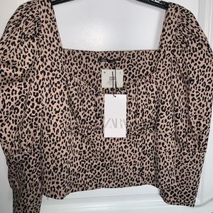 Zara Cheetah Crop Shirt